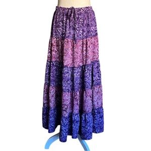 Hand Kreation 5 Tier Gypsy Maxi Skirt Purple and Pink - OS